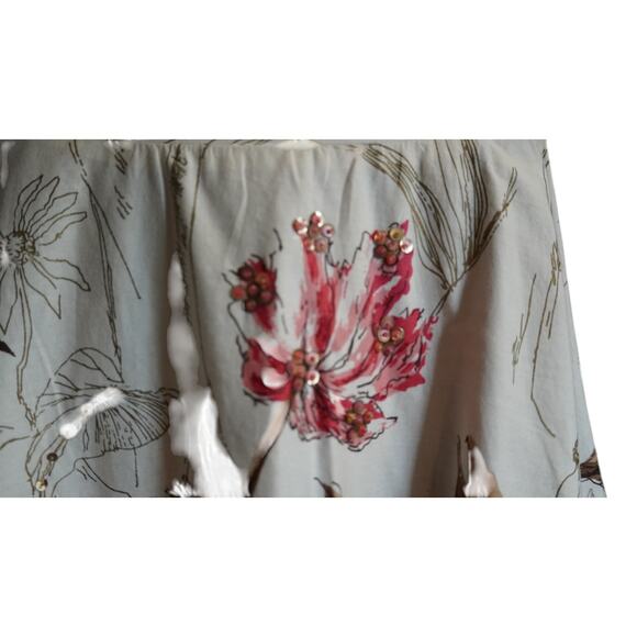 Floral Midi Skirt 100% Cotton Lined A-Line Elastic Waist Pink Brown White - Picture 2 of 7